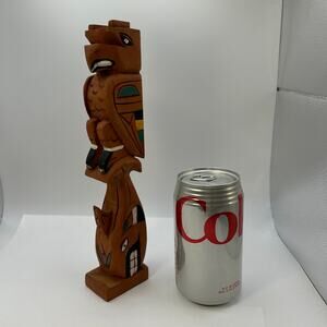 Pacific Northwest Indian Wooden Hand Painted Totem Pole Souvenir Figure 10 in
